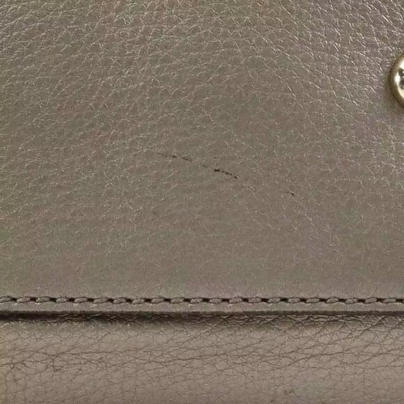 Auth GUCCI Soho Handbag Shoulder Bag Metallic Greige Leather/Goldtone - Picture 12 of 15